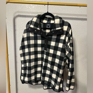 Chaps buffalo plaid fleece button tunic